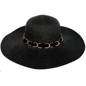 Beloved Millinery Floppy Wide Brim Straw Hat Bow Knot Chain Spring Summer Derby